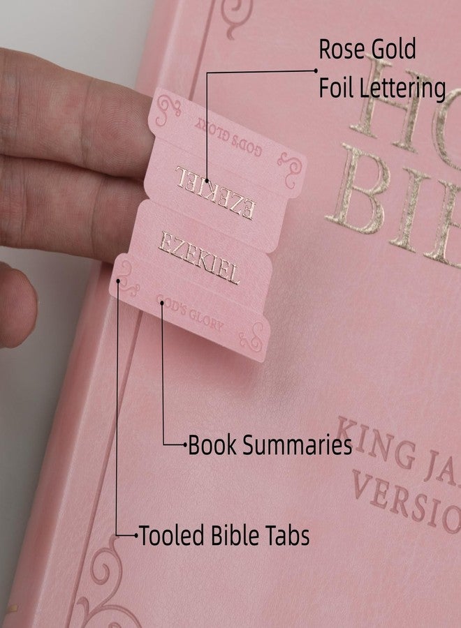 UPAFEXXI-Leather Bible Tabs with Book Summaries, Tooled Bible Tabs for Women and Men(Rose Gold Foil Lettering) Large Print Stickers, Easy to Read and Apply, 80 Chapters Labels for Easy Navigation - Image 2