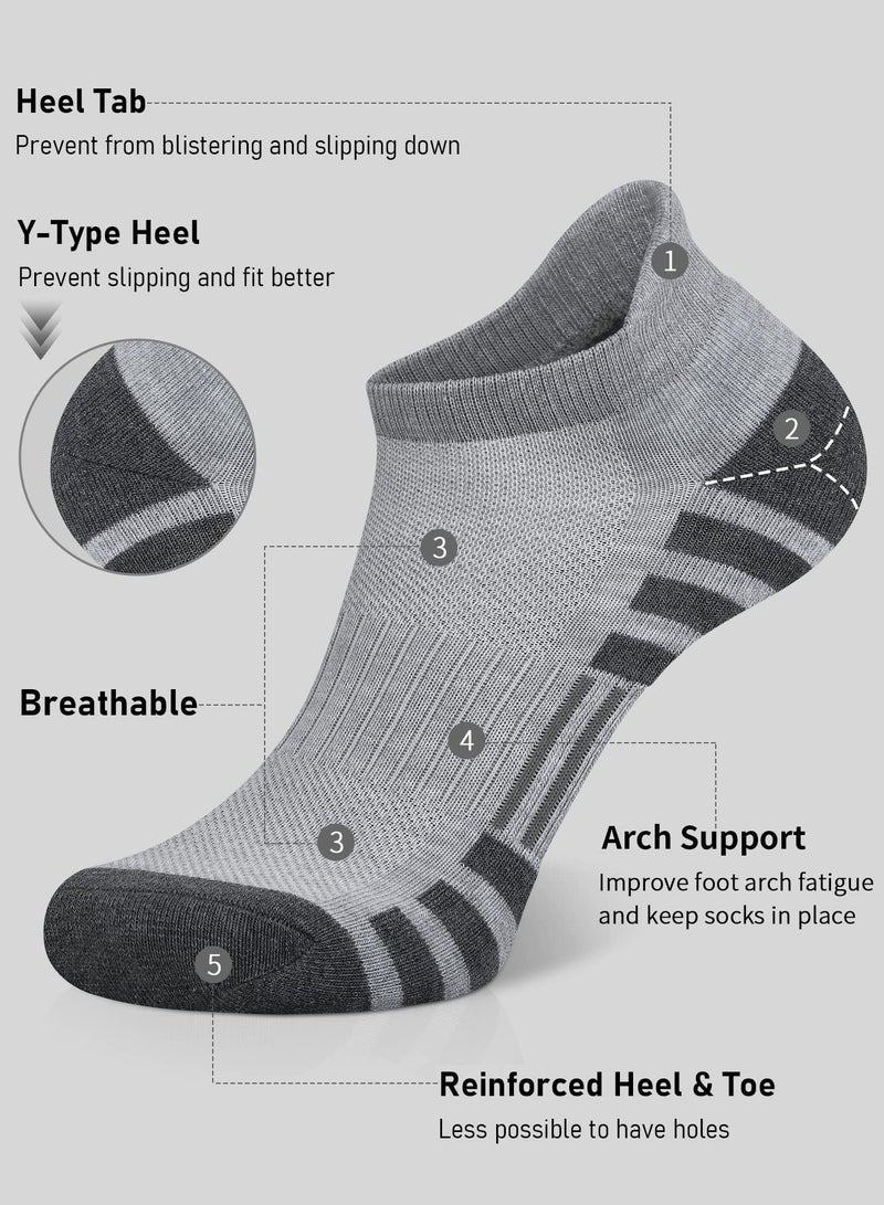 Excefore Ankle Athletic Running Socks Cushioned Breathable Low Cut Sports Tab Socks for Men and Women (6 Pairs) - Image 3