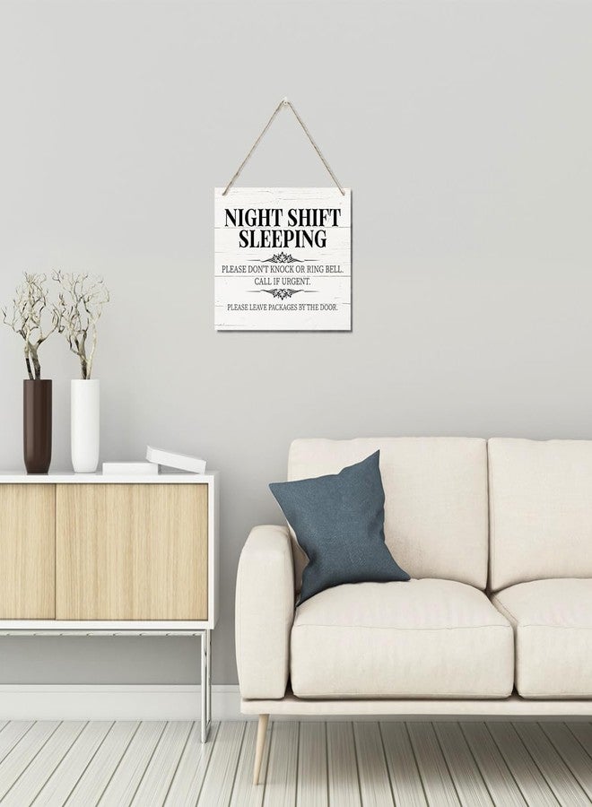 ZPPRJF Night Shift Sleeping Sign, No Disturb Decor, Decorative Hanging Wood Plaque for Wall, Rustic Door Hanger, Farmhouse Wood Plaque Sign, Nurse or Doctor Office Decor Gift, No Soliciting Sign JS4-56 - Image 4