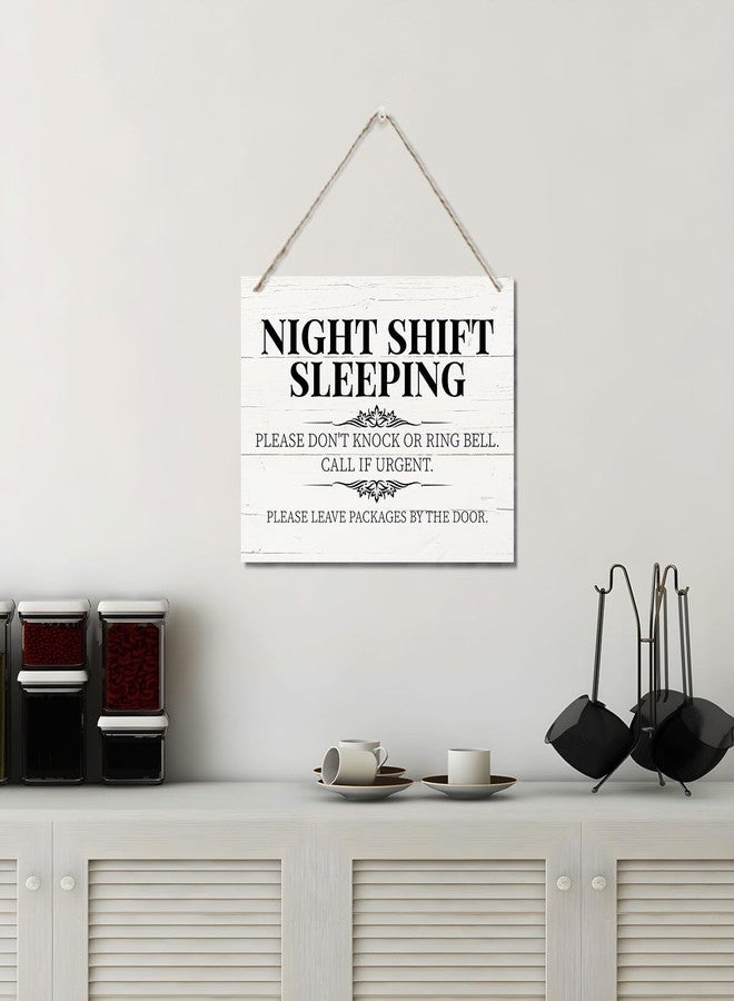 ZPPRJF Night Shift Sleeping Sign, No Disturb Decor, Decorative Hanging Wood Plaque for Wall, Rustic Door Hanger, Farmhouse Wood Plaque Sign, Nurse or Doctor Office Decor Gift, No Soliciting Sign JS4-56 - Image 5