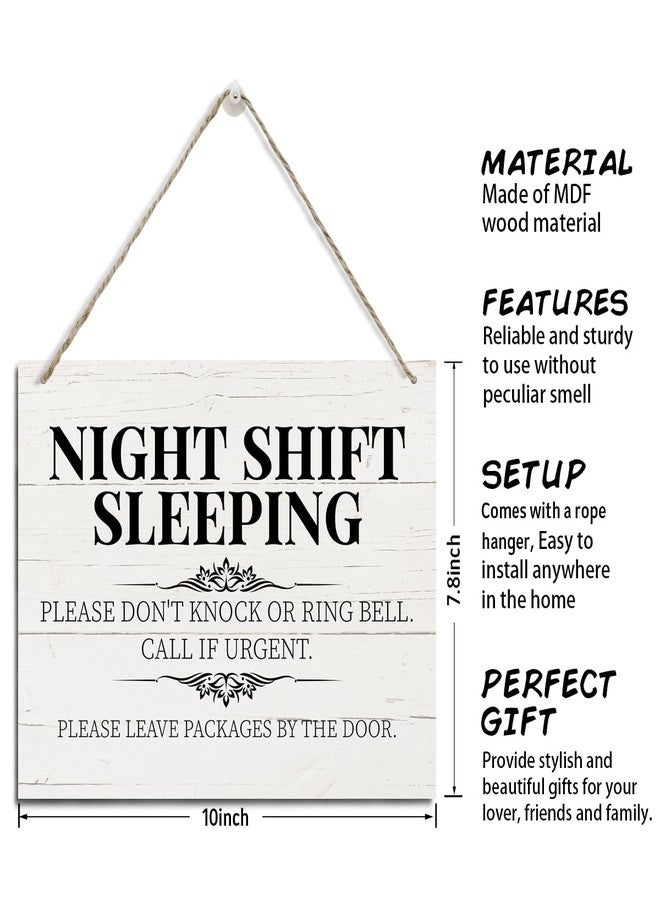 ZPPRJF Night Shift Sleeping Sign, No Disturb Decor, Decorative Hanging Wood Plaque for Wall, Rustic Door Hanger, Farmhouse Wood Plaque Sign, Nurse or Doctor Office Decor Gift, No Soliciting Sign JS4-56 - Image 2