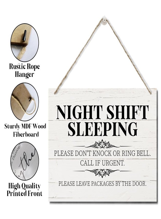 ZPPRJF Night Shift Sleeping Sign, No Disturb Decor, Decorative Hanging Wood Plaque for Wall, Rustic Door Hanger, Farmhouse Wood Plaque Sign, Nurse or Doctor Office Decor Gift, No Soliciting Sign JS4-56 - Image 3