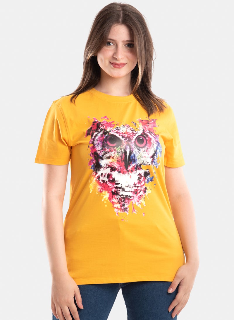 OWL T-shirt 'fire Owl' Yellow - Image 1