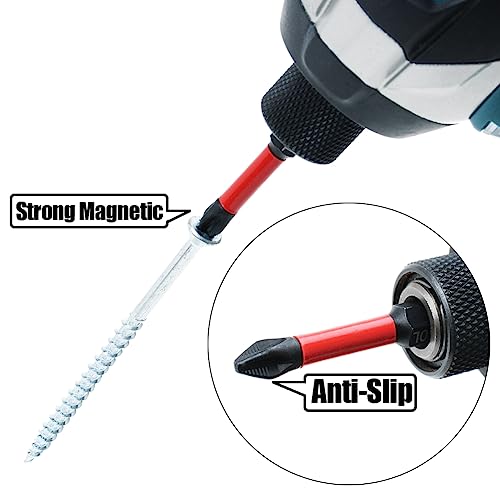 AUTOTOOLHOME 10 Pack Phillips PH2 Magnetic Anti Slip Screwdriver Bit Set 2" L TS2 Toolsteel HRC63 Anti-Slip Long Drill Bits 1/4 Hex Shank Cross Single and Double Head Bits Screw Impact Driver Bits - Image 2