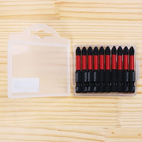 AUTOTOOLHOME 10 Pack Phillips PH2 Magnetic Anti Slip Screwdriver Bit Set 2" L TS2 Toolsteel HRC63 Anti-Slip Long Drill Bits 1/4 Hex Shank Cross Single and Double Head Bits Screw Impact Driver Bits - Image 4