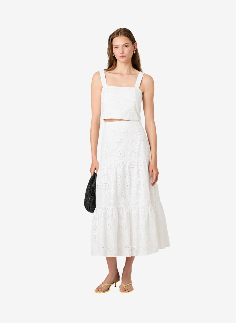 French Connection Women's Summer White Svea Floral Eyelet Top - Image 3