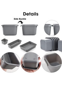 YIM-VIBEHAUS 8 Pieces Drawer Organizers,3 Sizes Desk Sorting Boxes, Desk Storage Container for Makeup, Desk, Bathroom, Office, Kitchen (Grey)  - Image 3