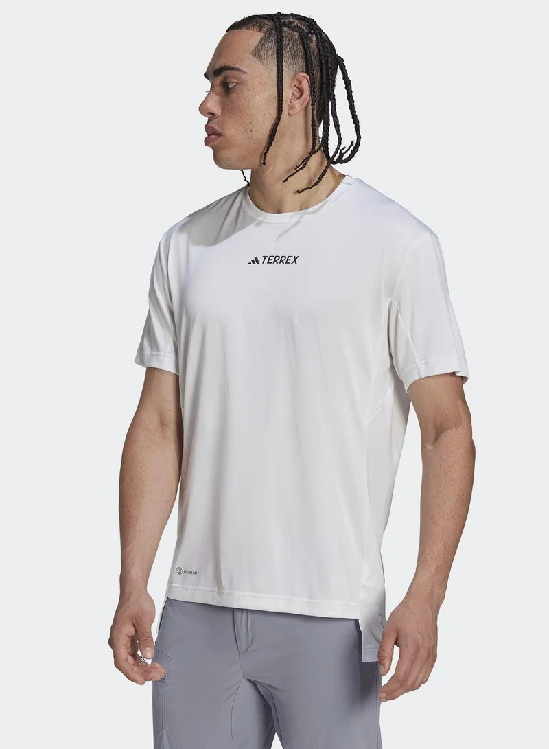 Adidas Mt Tee White Hiking T-Shirts For Men Xs