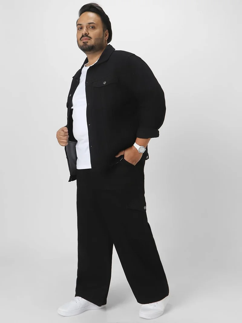 Urbano Fashion  Urbano Plus Men's Black Loose Fit Cargo Jeans with 6 Pockets Non-Stretchable  | Best Price UAE