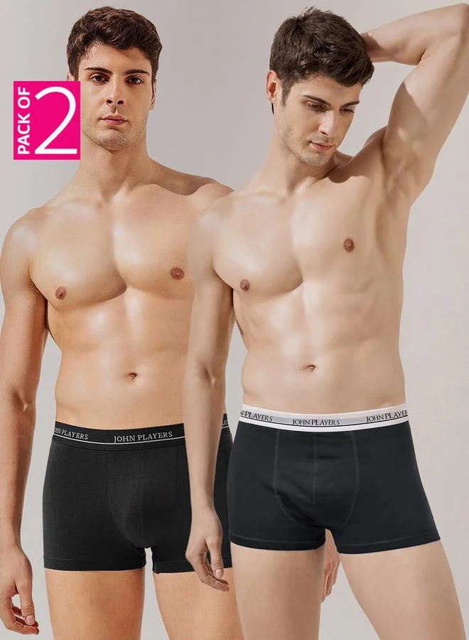 John Players Pack of 2 - Multi-Color Logo Print Trunk Underwear