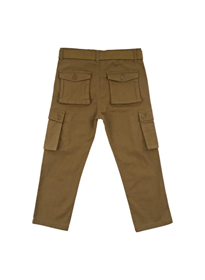 MARWAN Boys Twill Cargo Long Pants with Adjustable Waist Belt, Multi-Pocket Design - Image 2