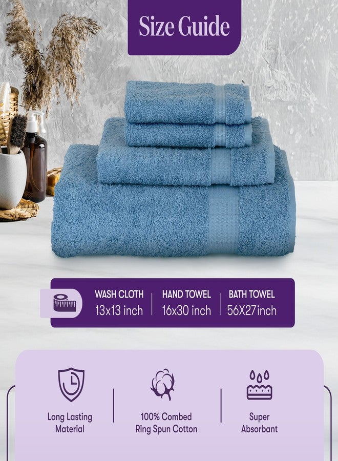TowelSelections Soft and Absorbent Towels Cotton for Bathroom Hotel Shower Spa Gym, Bath Towel, Hand Towel, 2 Washcloth, 4 Piece Set Allure Blue - Image 5