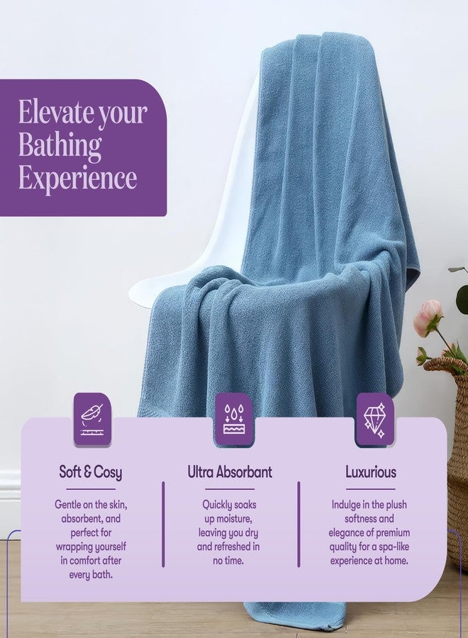 TowelSelections Soft and Absorbent Towels Cotton for Bathroom Hotel Shower Spa Gym, Bath Towel, Hand Towel, 2 Washcloth, 4 Piece Set Allure Blue - Image 3