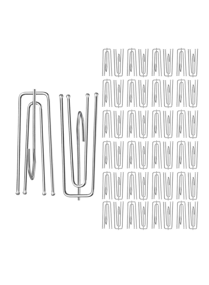 LuxHome Stainless Steel 4-Prong Pinch Pleat Curtain Hooks – Durable Short Hooks for Drapes, Window Treatments, and Pinch Pleat Curtains – Rust-Resistant Design (Pack of 50) - Image 1