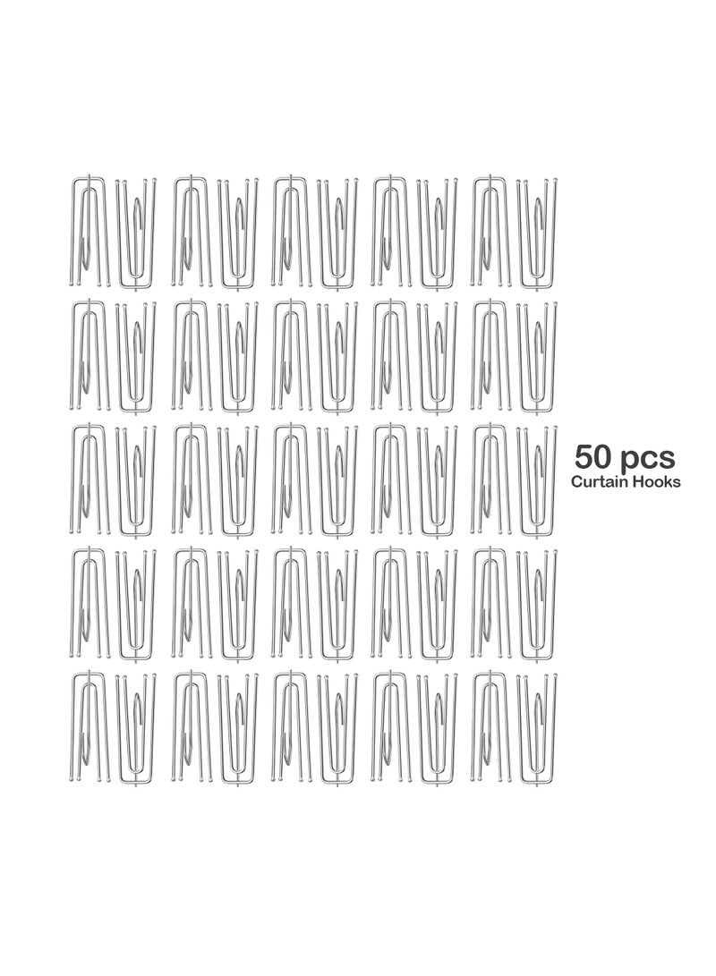 LuxHome Stainless Steel 4-Prong Pinch Pleat Curtain Hooks – Durable Short Hooks for Drapes, Window Treatments, and Pinch Pleat Curtains – Rust-Resistant Design (Pack of 50) - Image 5
