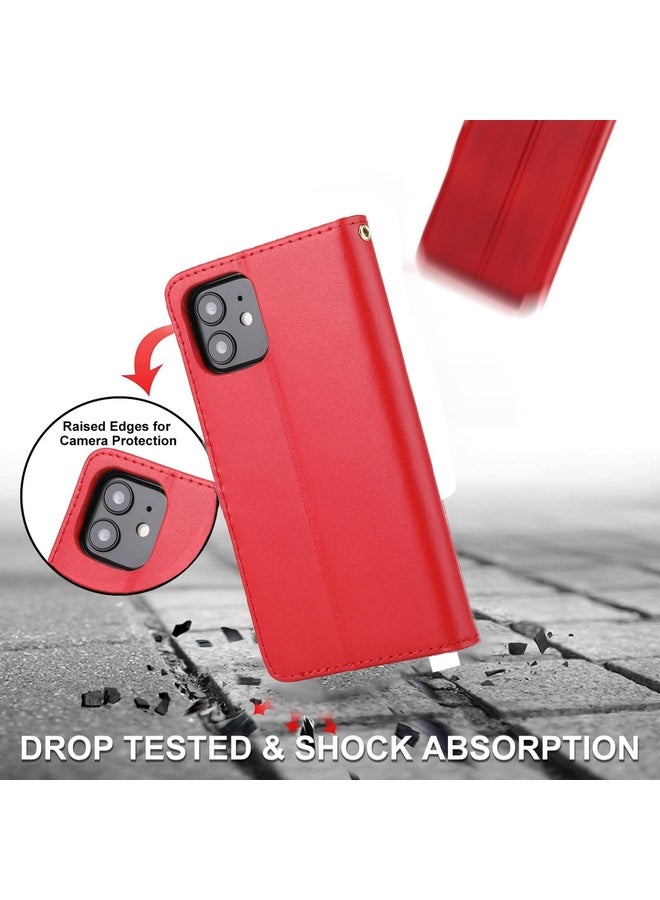 Case Cover For iPhone 12 / 12 Pro Plain Weave Cowhide Genuine Leather Phone Case(Red)
