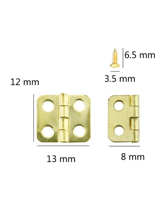 Juland 50 Pieces Mini Hinges Retro Hinges with 200 Pieces Replacement Screws for Wooden Box Jewelry Chest Box Cabinet DIY Accessories (13 x 12mm/0.51 x 0.47inch) - Copper - Image 2