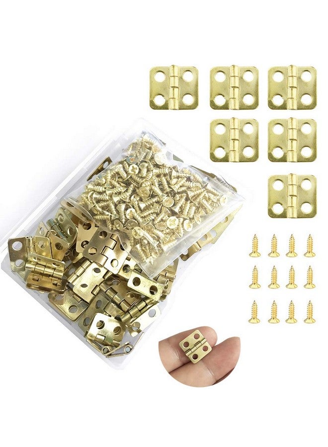 Juland 50 Pieces Mini Hinges Retro Hinges with 200 Pieces Replacement Screws for Wooden Box Jewelry Chest Box Cabinet DIY Accessories (13 x 12mm/0.51 x 0.47inch) - Copper - Image 1