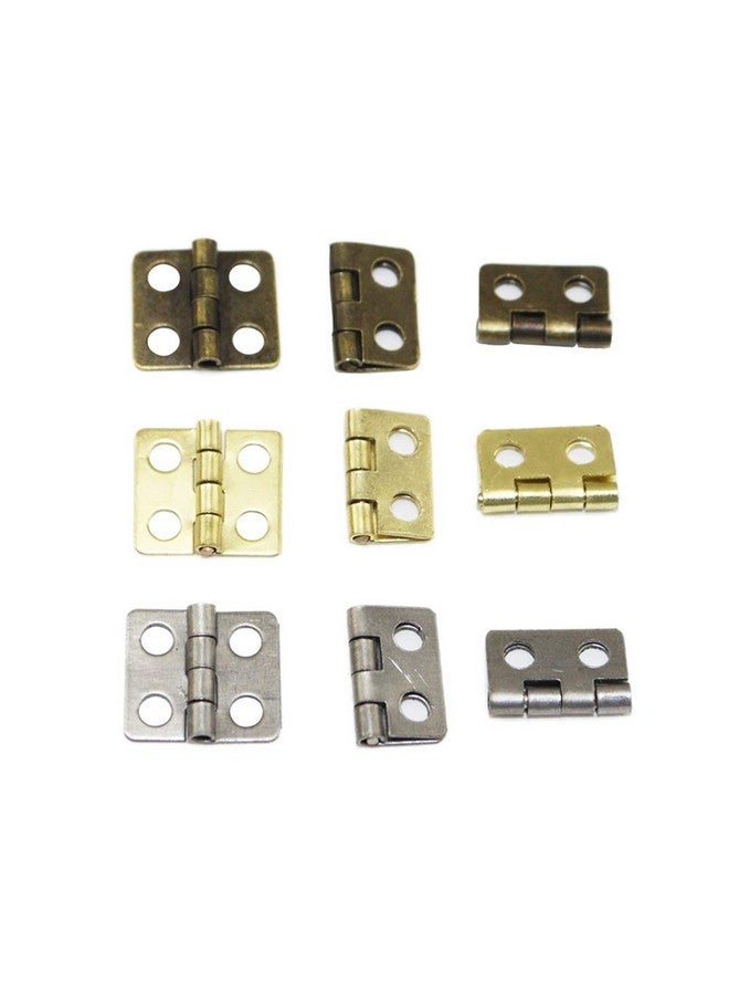 Juland 50 Pieces Mini Hinges Retro Hinges with 200 Pieces Replacement Screws for Wooden Box Jewelry Chest Box Cabinet DIY Accessories (13 x 12mm/0.51 x 0.47inch) - Copper - Image 4