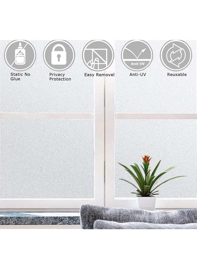 إيروريكس فيلم نافذة الخصوصية فيلم نافذة زجاج مصنفر غير لامع ثابت غير لاصق معتم للتحكم في الحرارة بدون غراء مضاد للأشعة فوق البنفسجية ملصق نافذة للمنزل والحمام وغرفة المعيشة والمكتب 45X200 سم - Image 4