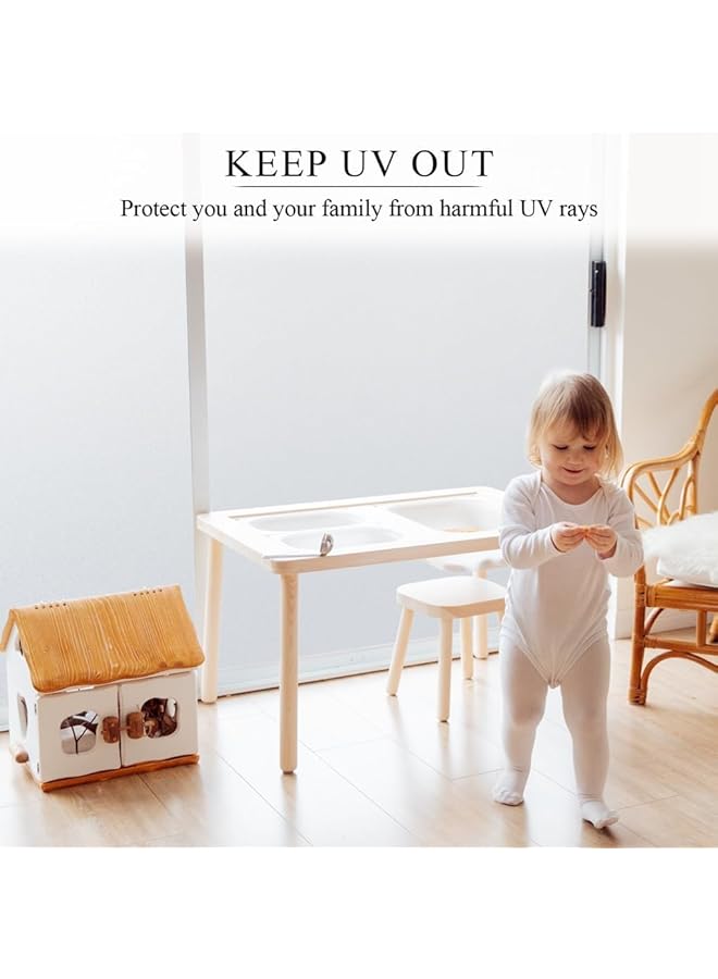 إيروريكس فيلم نافذة الخصوصية فيلم نافذة زجاج مصنفر غير لامع ثابت غير لاصق معتم للتحكم في الحرارة بدون غراء مضاد للأشعة فوق البنفسجية ملصق نافذة للمنزل والحمام وغرفة المعيشة والمكتب 45X200 سم - Image 5