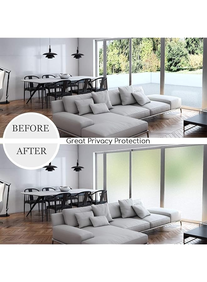 إيروريكس فيلم نافذة الخصوصية فيلم نافذة زجاج مصنفر غير لامع ثابت غير لاصق معتم للتحكم في الحرارة بدون غراء مضاد للأشعة فوق البنفسجية ملصق نافذة للمنزل والحمام وغرفة المعيشة والمكتب 45X200 سم - Image 3
