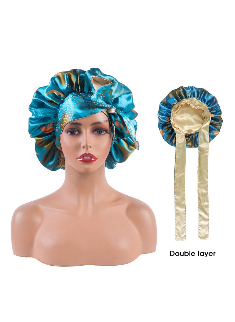 Captaintech Satin Bonnet Silk Hair Bonnets for Black Women Curly Hair Wrap for Sleeping Cap Reversible Bonnet with Tie Band Night Cap Double Layer Sleep Cap for Curly Hair  - Image 1