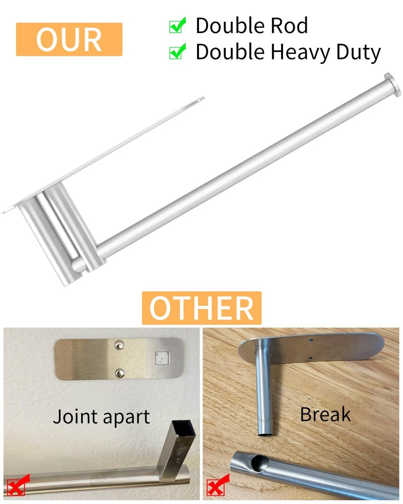 STWWO Paper Towel Holder Under Cabinet  13Inch Self-Adhesive Or Wall Paper Towel Holder For Kitchen  Bathroom  Rv  Brushed Nickel - Image 4
