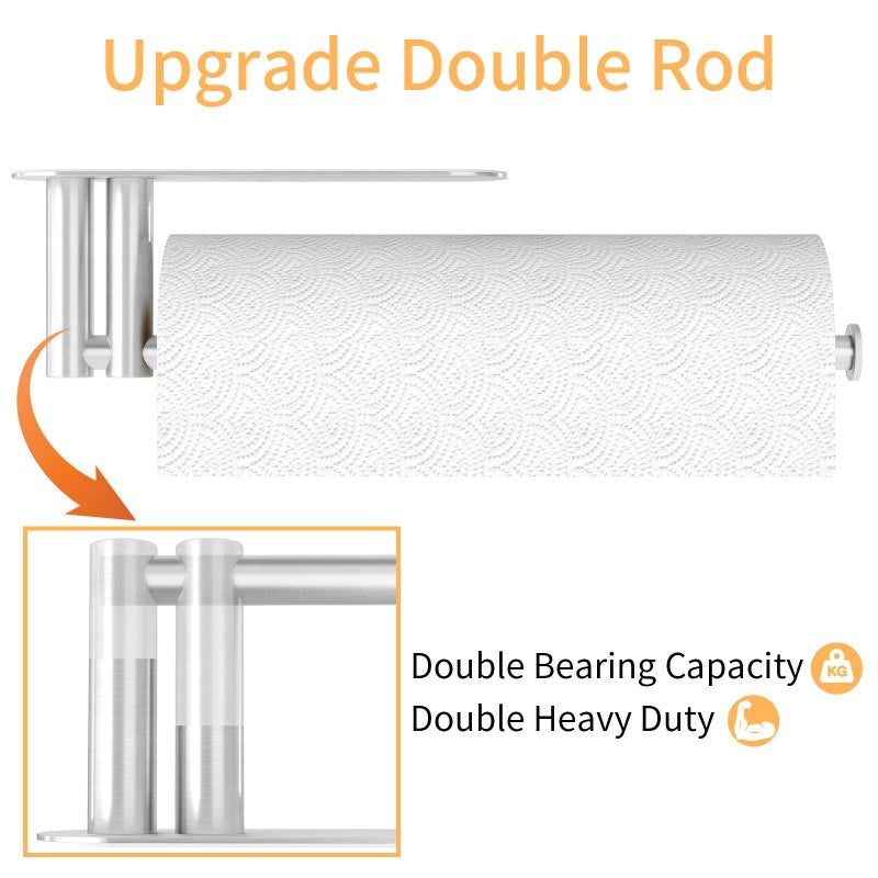 STWWO Paper Towel Holder Under Cabinet  13Inch Self-Adhesive Or Wall Paper Towel Holder For Kitchen  Bathroom  Rv  Brushed Nickel - Image 2