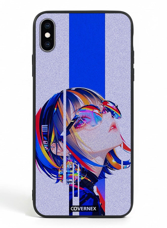 Covernex Apple iPhone Xs Max Protective Case Cover Printed Featuring Glitch Art Anime Girl Portrait - Image 2