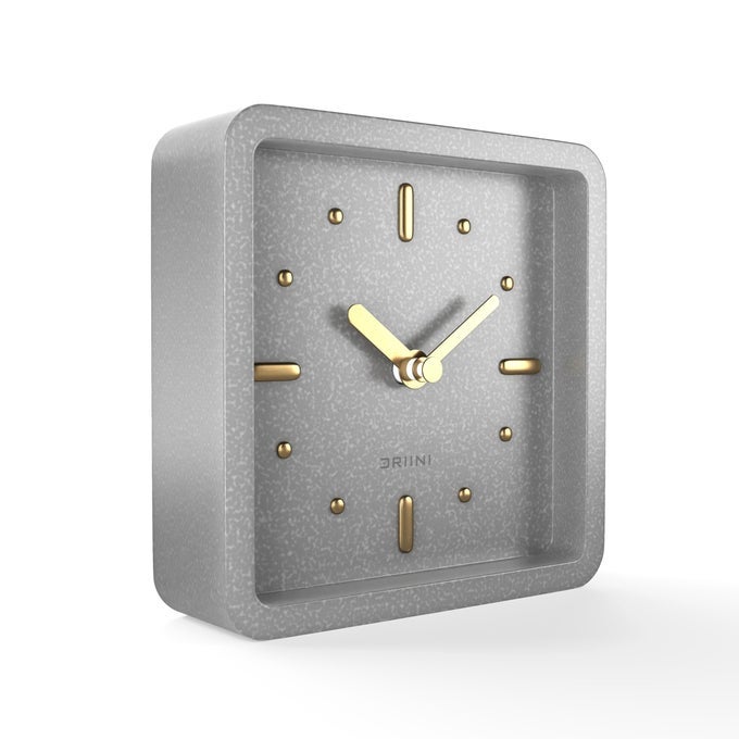 MODERN MID CENTURY DESK SHELF CLOCK GRAY AND GOLD BATTERY OPERATED WITH SILENT ANALOG MOVEMENT SMALL TABLETOP CLOCKS FOR OFFICE PERFECT FOR MANTLE END TABLE DESKTOP OR NIGHTSTAND
