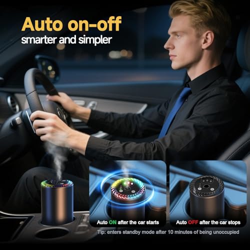 toretark Smart Car Air Freshener with Star Light & 50ml Diffusers Oil Refills, Auto On/Off Aroma Diffuser, 3 Adjustable Mist Modes Rechargeable Aromatizante para Carro - Car Diffuser（Cologne） - Image 2