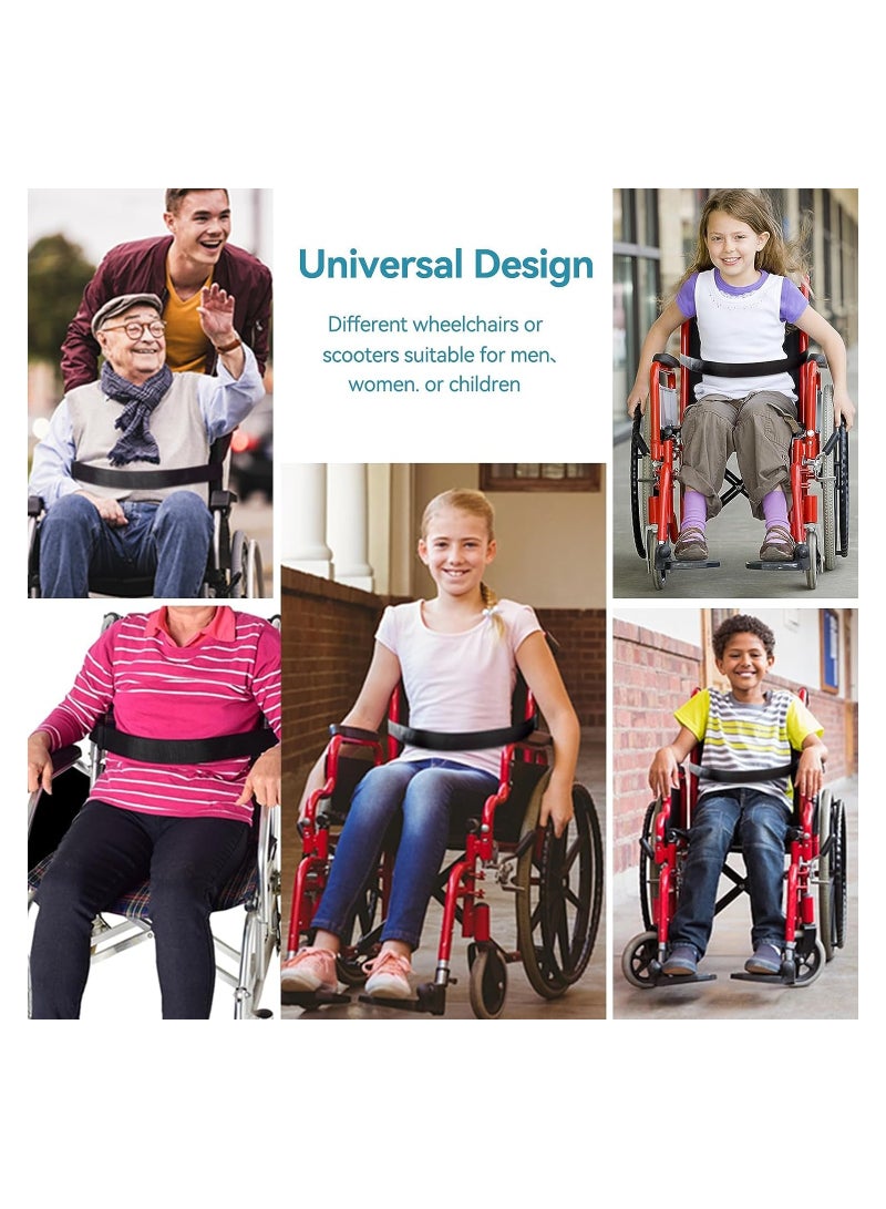 KASTWAVE Adjustable Wheelchair Lap Strap, Wheelchair Seat Belt Scooter Seat Lap Strap, Safety Waist Leg Strap Chest Buckle for Mobility Scooter Wheelchair, 2 Pcs - Image 4