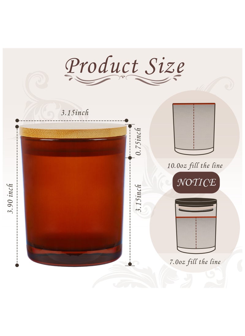 SKYLINK 12 Pack 8oz Brown Glass Candle Jars with Bamboo Lids – Complete DIY Candle Making Kit with Wicks, Wick Stickers, Wick Holders & 2 Sets of Labels (Custom & Blank) for Candle Crafting  - Image 2