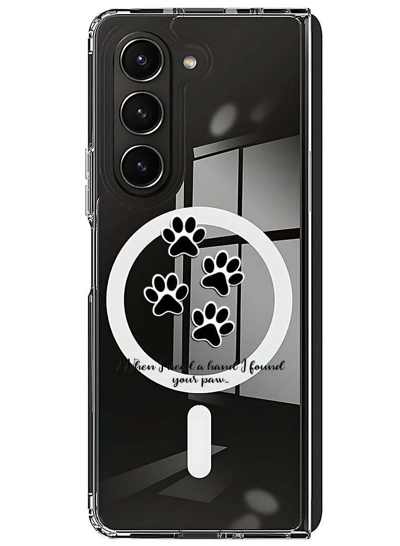 Theodor Magnetic Case for Samsung Galaxy Z Fold 6 Compatible with MagSafe Wireless Charging, Shockproof Phone Bumper Cover paw print - Image 1