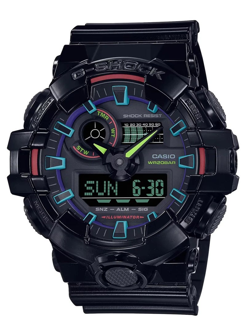 كاسيو ساعة كاسيو جي-شوك GA-700RGB-1ADR الرقمية للرجال بعرض تناظري - أسود - Image 1