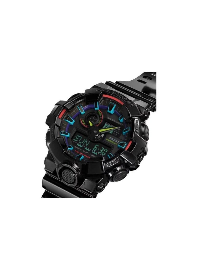 كاسيو ساعة كاسيو جي-شوك GA-700RGB-1ADR الرقمية للرجال بعرض تناظري - أسود - Image 2