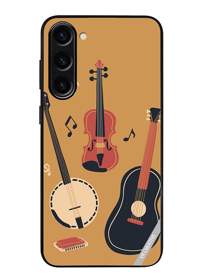 VR CREATIVE Protective Case Cover For Samsung Galaxy S23 FE Banjo Acoustic Guitar Violin Notes And Harmonica Design Multicolour - Image 1