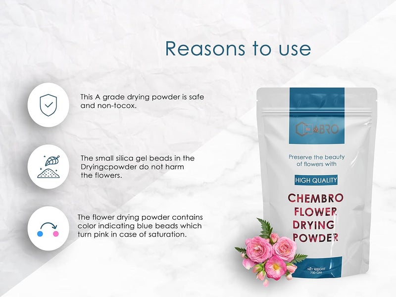 ChemBro ChemBro Flower Drying Powder for Dry Flowers Potpourri Resin Art and Home Decor Made with Reusable Colour indicating Silica Gel Powder 750 Gm Pack of 1  - Image 4