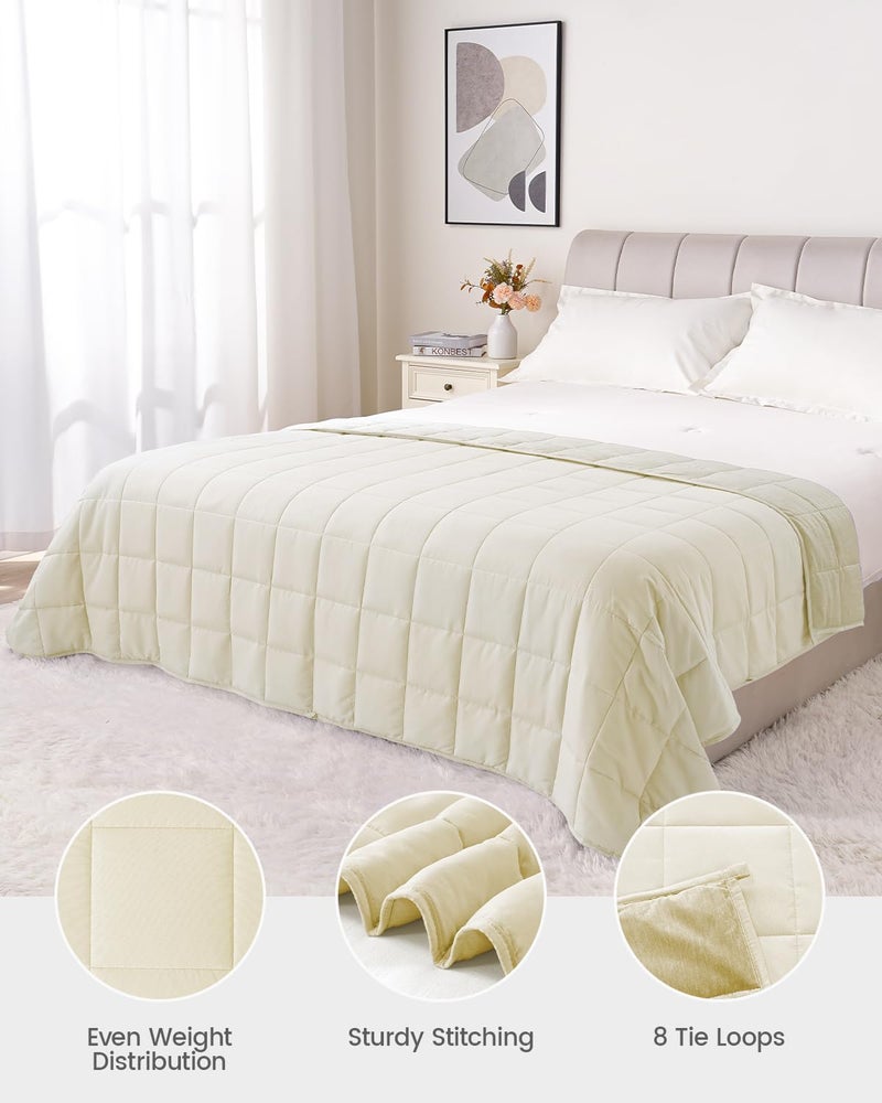 Drewin 15lbs Weighted Blanket Full Size, Reversible Cool Microfiber Weighted Blanket for Adults, Soft Bed Blanket for All Season, Hot Sleepers, Premium Ceramic Beads, 48 x 72 inches, Beige - Image 5