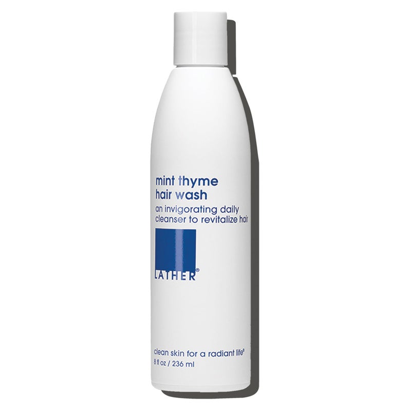 LATHER - Mint Thyme Hair Wash, 8 fl oz - Daily Shampoo & Cleanser - Revitalize Hair - Aloe, Chamomile, Cucumber - Sensitive Skin Safe - Hotel Approved - Vegan & Cruelty Free - Beauty & Hair Care - Image 1
