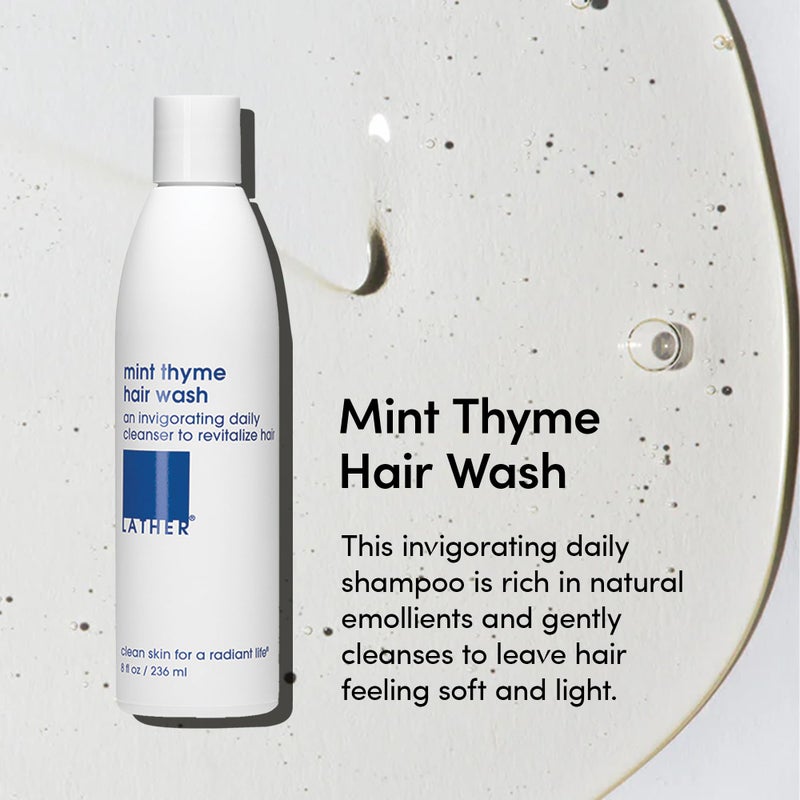 LATHER - Mint Thyme Hair Wash, 8 fl oz - Daily Shampoo & Cleanser - Revitalize Hair - Aloe, Chamomile, Cucumber - Sensitive Skin Safe - Hotel Approved - Vegan & Cruelty Free - Beauty & Hair Care - Image 2