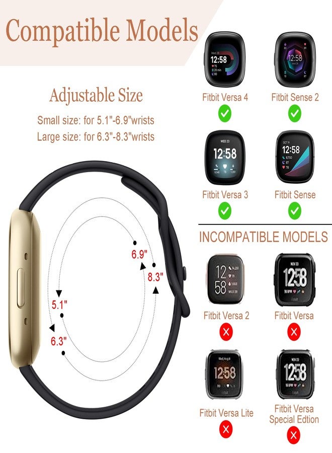 Getino Engraved Band Compatible with Fitbit Versa 4 Bands for Woman/Versa 3 Bands & Fitbit Sense 2 Bands/Sense Bands, Soft Floral Pattern Sport Accessories for Sense/Sense 2/Versa 4/3 Watch, Black - Image 5