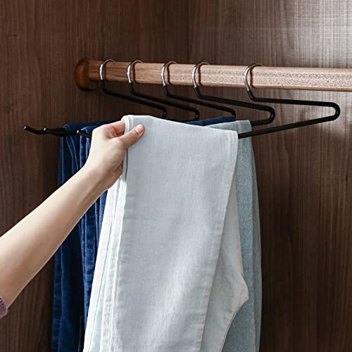 SHIMOYAMA Open Ended Pants Hangers, 5 Pack, Single Rod Trouser/Slack Hangers, Semi-Open Space-Saving Pant Hanger for Jeans, Black - Image 2
