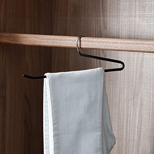 SHIMOYAMA Open Ended Pants Hangers, 5 Pack, Single Rod Trouser/Slack Hangers, Semi-Open Space-Saving Pant Hanger for Jeans, Black - Image 5