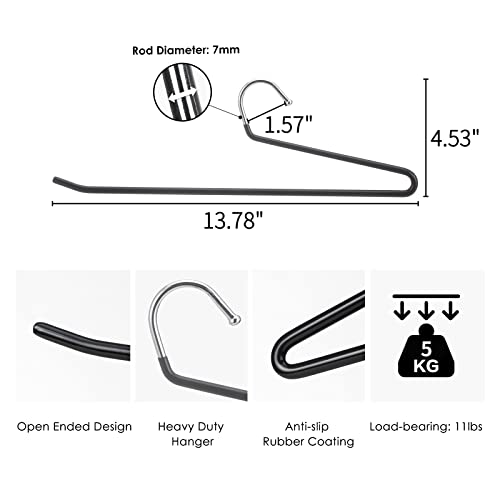 SHIMOYAMA Open Ended Pants Hangers, 5 Pack, Single Rod Trouser/Slack Hangers, Semi-Open Space-Saving Pant Hanger for Jeans, Black - Image 3