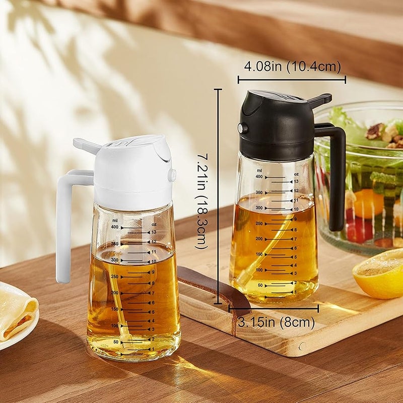 16oz/470ml Olive Oil Sprayer for Cooking - 2 in 1 Olive Oil Dispenser for Kitchen Gadgets, Air Fryer, Salad, and BBQ - Green - Image 5