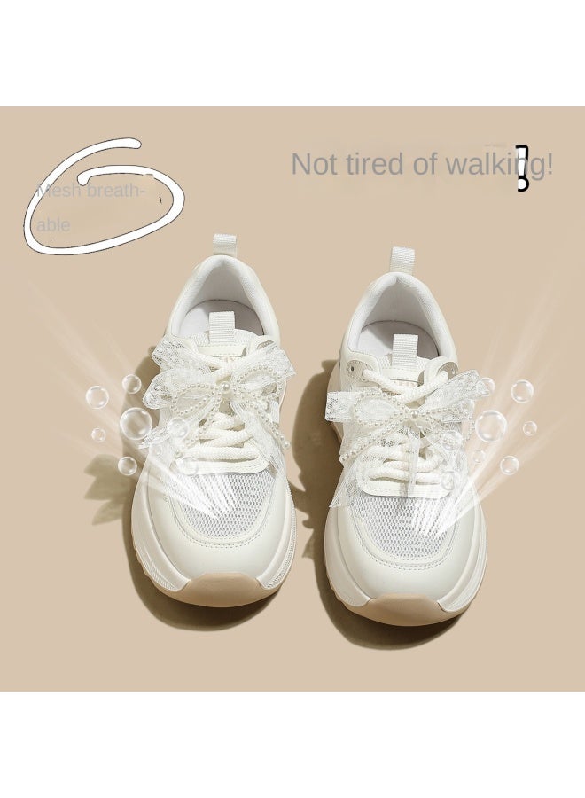 SAFIYA Saturday's Spring/autumn 2025 Breathable Mesh Trainer Shoes, Casual Sports Shoes, Versatile Chunky Sole White Sneakers For Women - Image 2