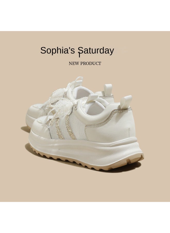 SAFIYA Saturday's Spring/autumn 2025 Breathable Mesh Trainer Shoes, Casual Sports Shoes, Versatile Chunky Sole White Sneakers For Women - Image 4