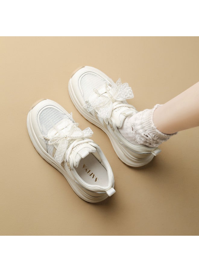SAFIYA Saturday's Spring/autumn 2025 Breathable Mesh Trainer Shoes, Casual Sports Shoes, Versatile Chunky Sole White Sneakers For Women - Image 3